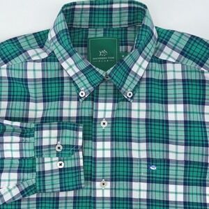Southern Tide Mens S Plaid Long Sleeve Button Down Shirt Green Navy White Preppy